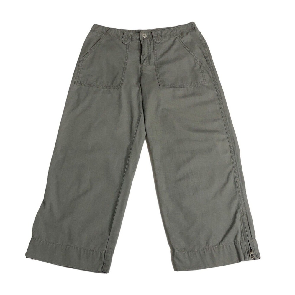 Sonoma Crop Pants Women 4 Gray Green Ripstop Zip Hem Gorpcore Outdoor Hiking Y2K